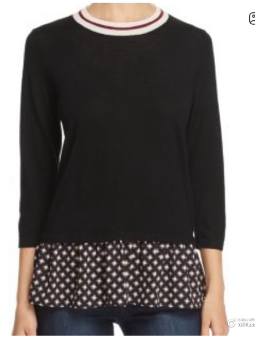 Kate Spade New York "Live Colorfully" Ruffle Twofer Sweater - Size Large - Picture 3 of 8